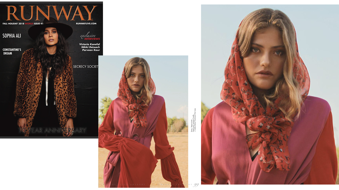 A/W 18 Graffiti Scarf on Runway Magazine Holiday Issue